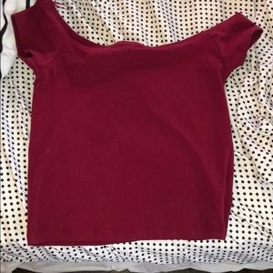 Express off the shoulder shirt maroon